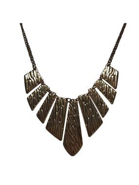 African Inspired Tigress Bib Necklace Gold Tone Textured Statement Jewelry Women